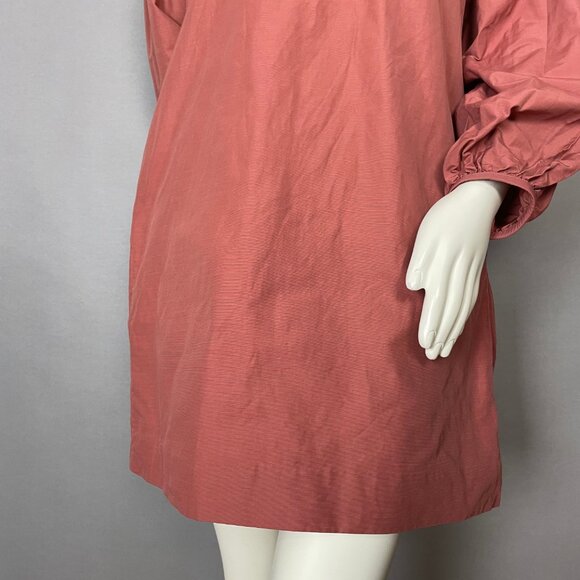 COS Dress Terracotta Brown Tunic Puff Sleeve Oversized Fit Women US Medium EU 42 - Picture 4 of 13